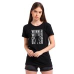 Qivi Pubg Winner Winner Baskılı Siyah Örme Kadın T-shirt