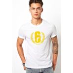 Qivi Rainbow Six Gun Baskılı Beyaz Erkek T-shirt