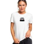 Qivi Şahin Modifiyeli Arka Müslüm Gürses Baskılı Beyaz Örme Kadın T-shirt
