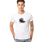 Qivi Şahin Resim Suluboya Resim Falcon Illüstrasyon Baskılı Beyaz Erkek T-shirt