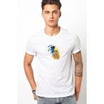 Qivi Saksafon Brunch Caz Saksafon Suluboya Baskılı Beyaz Erkek Örme Tshirt - XS