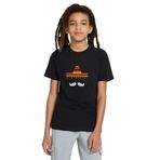 Qivi Sapka Bıyık Baskılı Unisex Çocuk Siyah T-shirt