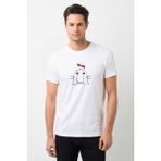 Qivi Saturn Wallpaper Baskılı Beyaz Erkek Örme T-shirt