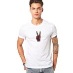 Qivi Savaş Değil Barış Işareti Seviyorum 1960larda Baskılı Beyaz Erkek T-shirt