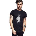 Qivi SFK0653ERKTS Anime One Punch Man Baskılı Siyah Örme Erkek T-shirt