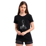 Qivi SFK0761KDNTS Beyaz ve Siyah Stratocaster Elektro Gitar Baskılı Örme Kadın T-shirt