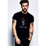 Qivi SFK0881ERKTS Mettalica Never Baskılı Siyah Örme Erkek T-shirt