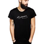 Qivi SFK0949ERKTS Atatürk İmza Baskılı Siyah Örme Erkek T-shirt