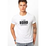 Qivi Sherlock I am Sher Locked Baskılı Beyaz Erkek T-shirt