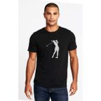 Qivi Silhouette Golf Baskılı Siyah Erkek Örme T-shirt