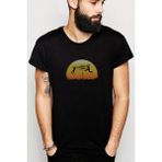 Qivi Silhouette Merry Go Sunset Baskılı Siyah Erkek Örme T-shirt
