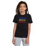 Qivi Sparco Logo Mavi Sarı Kırmızı Baskılı Unisex Çocuk Siyah T-shirt