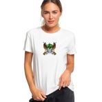 Qivi Spot 4 Kill Skull Kurukafa Baskılı Beyaz Kadın Örme T-shirt