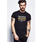 Qivi Stanger Things Hawkins Middle School A Baskılı Siyah Örme Erkek T-shirt