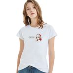 Qivi Stkrh72 Lady Gaga Baskılı Beyaz Örme Kadın T-shirt