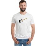 Qivi Stratocaster Howard Reed Black Gitar Music Baskılı Beyaz Erkek Örme T-shirt
