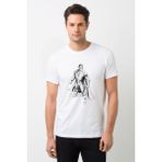 Qivi Süper Adam Baskılı Beyaz Erkek Örme T-shirt