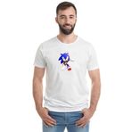 Qivi Süper Sonic Metal Rock Music Müzik Baskılı Beyaz Erkek Örme T-shirt