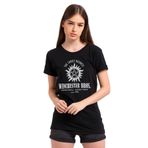 Qivi Supernatural Winchester Bros Baskılı Siyah Örme Kadın T-shirt