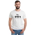 Qivi The Beatles Baskılı Beyaz Erkek Örme T-shirt
