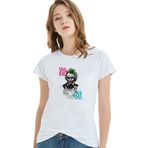 Qivi The Joker Baskılı Beyaz Örme Kadın T-shirt