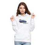 Qivi Toyota Blue Supra Baskılı Beyaz Kadın Örme Kapşonlu Sweatshirt Uzun Kol BGA1046-KDNKP, L