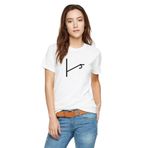 Qivi Türk Boyları Kınık Boyu Beyaz Baskılı Siyah Örme Kadın T-shirt
