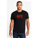 Qivi Ufc Logo Baskılı Siyah Erkek Örme T-shirt