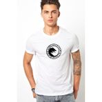 Qivi Viking Wolf Symbol Baskılı Beyaz Erkek Örme T-shirt
