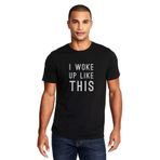 Qivi Woke Up Like Baskılı Siyah Erkek Örme T-shirt