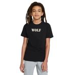 Qivi Wolf Baskılı Unisex Çocuk Siyah T-shirt