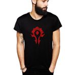 Qivi World of Warcraft Horde Baskılı Siyah Erkek Örme T-shirt