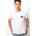 Qivi Wv Tosbağa Göğüs Baskılı Beyaz Erkek Örme Tshirt - XL