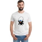 Qivi Yumurtadan Çıkan Şaşkın Kuş Baskılı Beyaz Erkek Örme T-shirt