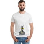Qivi Zebra Potikare Zebra Ceket ve Güneş Baskılı Beyaz Erkek Örme Tshirt - XL