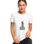 Qivi Zebra Potikare Zebra Ceket Ve Güneş Baskılı Beyaz Örme Kadın T-shirt