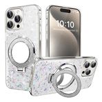 QIWEIQING Samsung Galaxy A06 Sparkle ile Uyumlu Glitter Kılıf Şeffaf Pullu Telefon Kılıfı Makyaj Aynası Standlı İnce Yumuşak TPU Tampon Silikon Darbeye Dayanıklı Kılıf Galaxy A06 için. Gümüş DJM