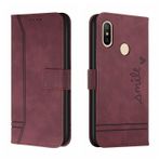 QIWEIQING Xiaomi Redmi Note 6 Pro için cep telefonu kılıfı ile uyumlu, cep telefonu Xiaomi Redmi Note 6 kılıfı, deri kapaklı kılıf, cep telefonu kılıfı, Redmi Note 6 Pro için kılıf, kırmızı şarap HX