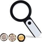 Qixun Elde Taşınabilir 30X Işıklı Büyüteç Taşınabilir Çıft Katmanlı Optik Cam Okuma Büyüteç Gözlükleri 12 Soğuk Işıklar 6 Sıcak Işıklar (Yurt Dışından) - Siyah
