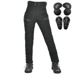 QIYUANT Bayan motosiklet sürme pantolon aşınmaya dayanıklı su itici rüzgar geçirmez yüksek bel tüm sezon rahat motosiklet koruyucu yarış pantolon, Siyah / Yükseltilmiş Zırh, 4XL
