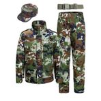 QIYUANT Çocuklar için dış mekan taktik kıyafet, ceket ve pantolon seti, Airsoft askeri kamuflaj, ilkbahar, yaz, sonbahar, nefes alır, rahat, askeri tarz, dövüş, yürüyüş, av, kamp, erkek ve kız