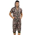 QIYUANT Erkek kısa tulum, Onesie yazlık tulum, pijama, kapüşonlu sweatshirt, koşu kıyafeti, erkek tişörtü, kısa pantolon, pijama, tek parça, yazlık kıyafet, uyku tulumu, spor kıyafeti, gecelik