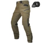 QIYUANT Erkek motosiklet sürme pantolon kemer aşınmaya dayanıklı su itici rüzgar geçirmez yüksek bel tüm sezon rahat motosiklet koruyucu yarış pantolon, Yeşil / Zırhsız, S
