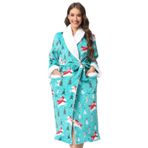 QIYUANT Sabahlık erkekler için yumuşak kabarık polar bornozlar kış sıcak rahat erkek bornoz Loungewear şal yaka Loungewear gecelik ev tekstili, Yeşil At, L