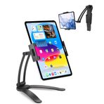 QJYKIONE Taşınabilir Monitör Standı, iPad, iPhone, Samsung Galaxy için Stand-Up Masa Montajı (Siyah)