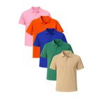 QKK Erkek %100 Pamuklu Lakost Kumaş 5'li Paket Regular Fit Polo Yaka T-shirt