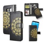 QLTYPRI Samsung Galaxy S8 Plus için PU Deri Kılıf Mandala Çiçek Tasarımı Çok İşlevli Manyetik Çıkarılabilir Cüzdan Uygun Araba Askısı Kart Yuvalı Destek Çubuğu Flip Kapak Galaxy S8 Plus için - Siyah