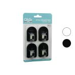 Qlux L-00950 4Pcs Dome Askı No-2 Kubbeli - Siyah - Beyaz - Plastik Askı Yapışkanlı Montaj (5224)