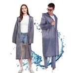 QMAHA Panço yağmurluk, 2 adet yağmurluk, erkek, kadın, tekrar kullanılabilir, su geçirmez, panço, şeffaf yağmurluk, yağmurluk, yağmur koruması, seyahat, yürüyüş, bisiklet, kamp için aksesuar, Grau, XL Große Größen