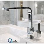 Qmix Krom Lüx Köşeli Mix Aç Kapa Pirinç Gövde Banyo Lavabo Bataryası